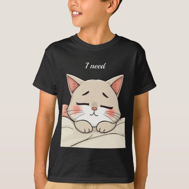 Camiseta Cute Sleeping Cat I Need a Nap Kawaii Artwork (Anverso)