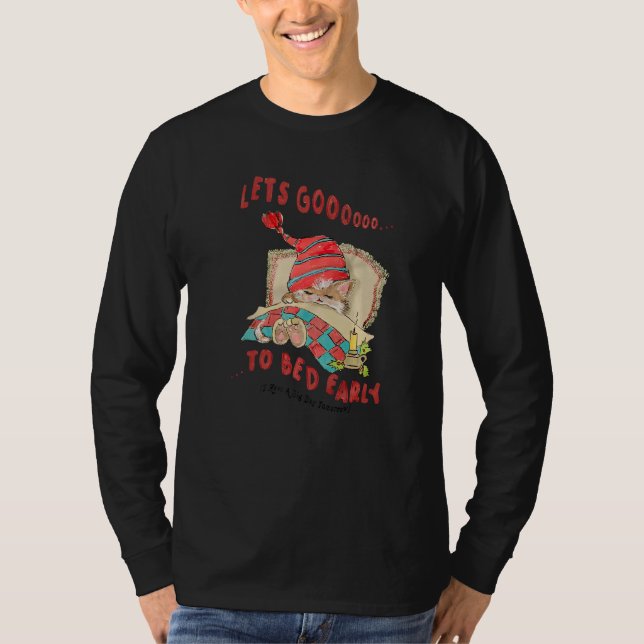 Camiseta Cute Sleeping Cat Lets Go To Bed Early Cat Mom Pre (Anverso)