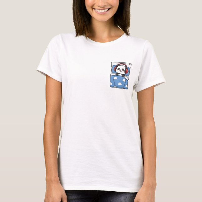 Camiseta Cute Sleeping Panda with Red Headphones (Anverso)