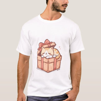 Camiseta Cute Sleepy Kawaii Cat in Gift Box - Cozy Surpris