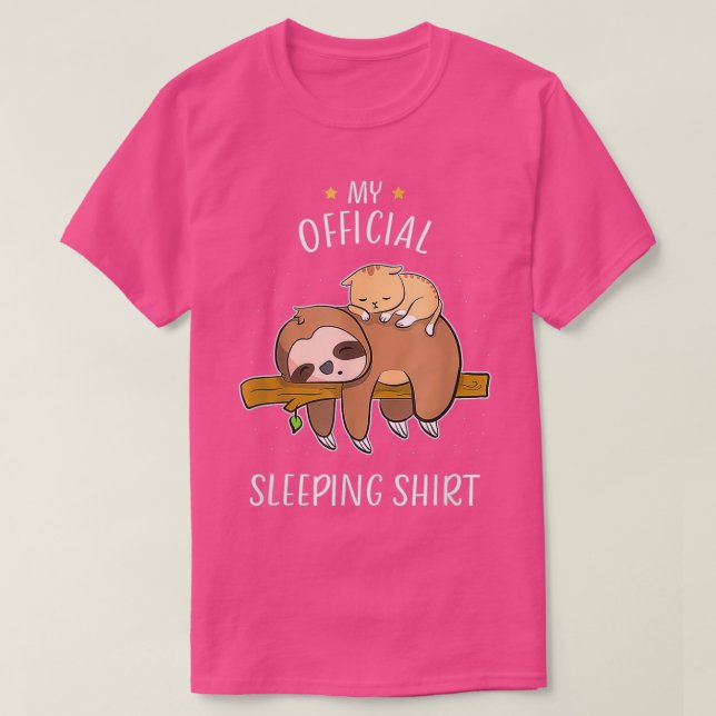 Camiseta Cute Sloth Baby Cat Sleeping Pajamas Funny (Diseño del anverso)
