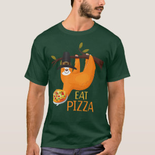 Camiseta Cute Sloth Eat Pizza Adult Vegan Kids Funny Thanks