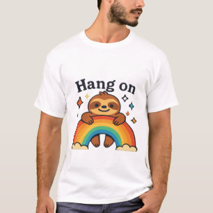 Camiseta Cute Sloth �Hang On� Rainbow Cota Positiva Pegatin