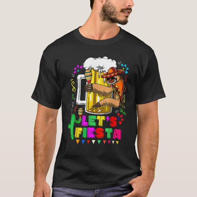 Camiseta Cute Sloth Holding Cerveza Cinco De Mayo México Pa (Anverso)