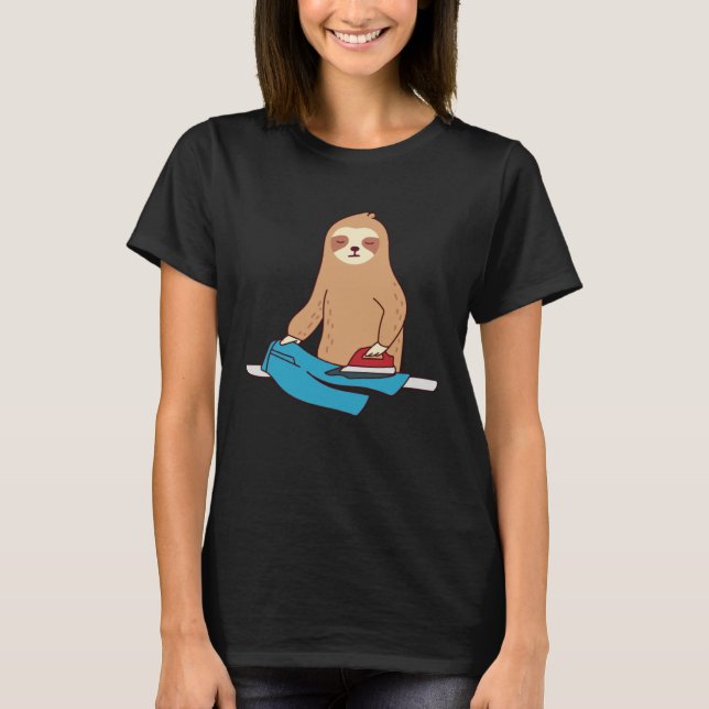Camiseta Cute Sloth Ironing Rodent Lazy Tired (Anverso)