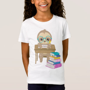 Camiseta Cute Sloth School Desk Math Escribir Libros De Lec