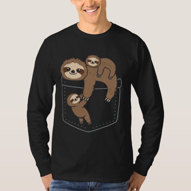 Camiseta Cute Sloths In Pocket Lazy Sloth  Animal Owner Gra (Anverso)