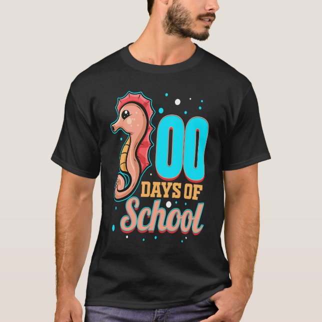 Camiseta Cute Smart Seahorse For 100 Days Of School (Anverso)