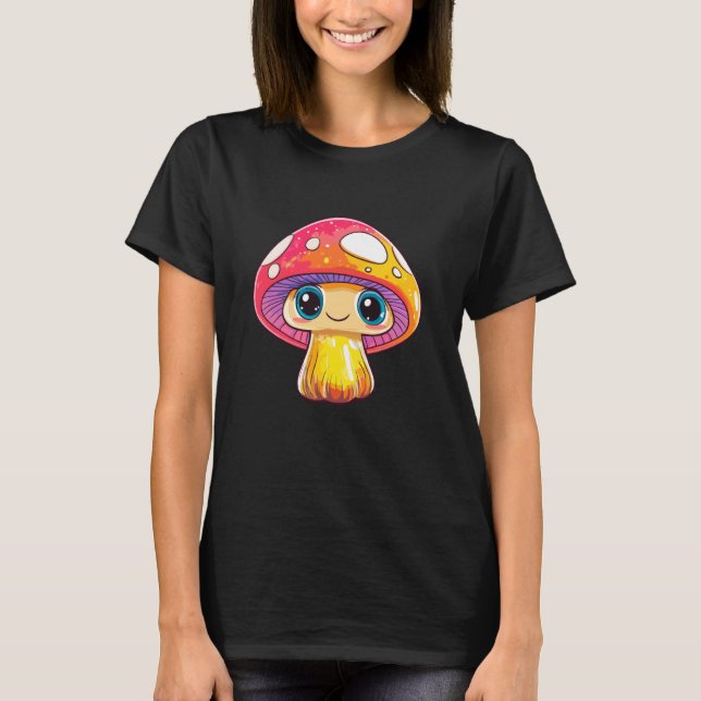 Camiseta Cute Smiling Mushroom Fantasy Art (Anverso)