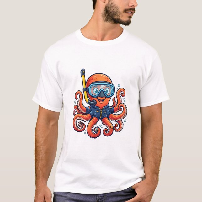Camiseta Cute Snorkeling Octopus - Ocean Explorer (Anverso)
