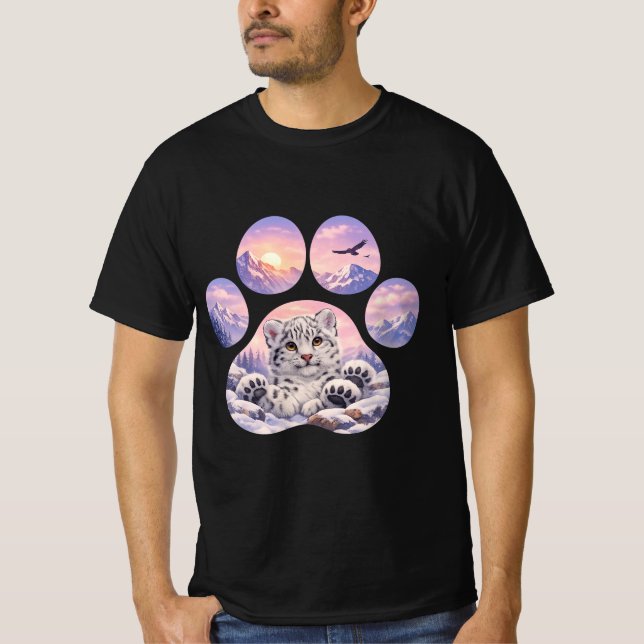 Camiseta Cute Snow Leopard Paw Mountain Design (Anverso)