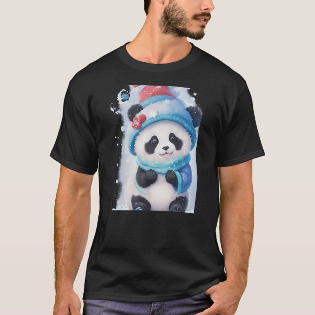 Camiseta Cute Snowhat Panda for Kids Women Men Kawaii Winte (Anverso)