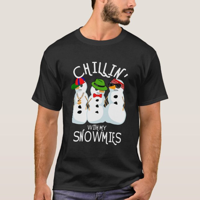 Camiseta Cute Snowman Hoodie Chillin' Con Mi Nieve (Anverso)