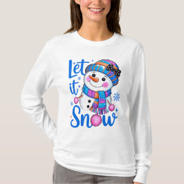 Camiseta Cute Snowman “Let It Snow” T-Shirt Design