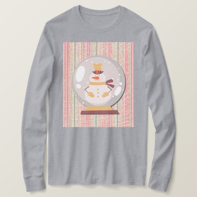 Camiseta Cute Snowman Snow Globe Art on T-Shirt (Anverso del diseño)