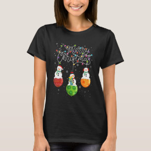 Camiseta Cute Snowmans Feliz Navidad Ornamentos Bal