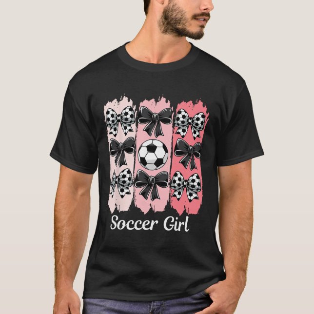 Camiseta Cute Soccer Girl Coquette Bow Soccer Girl Soccer B (Anverso)