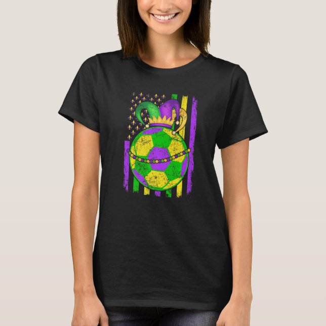 Camiseta Cute Soccer Mardi Gras Hat Party  Festival Apparel (Anverso)