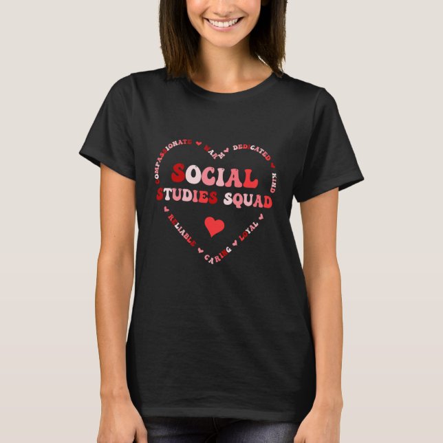 Camiseta Cute Social Studies Teacher Valentines Day Heart (Anverso)