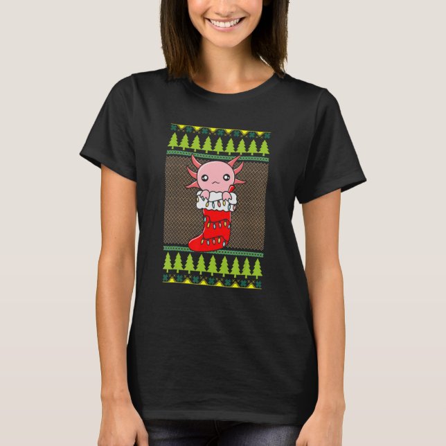 Camiseta Cute Sock Axolotl Lights Tree Ugly Christmas Sweat (Anverso)