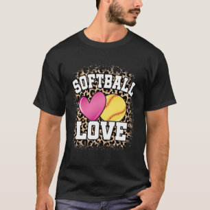 Camiseta Cute Softball Love Leopard Print Mujeres Chicas So