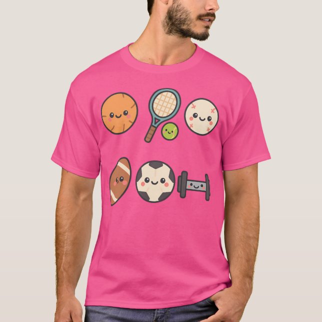 Camiseta Cute Sonriente Baloncesto Kawaii Sport (Anverso)