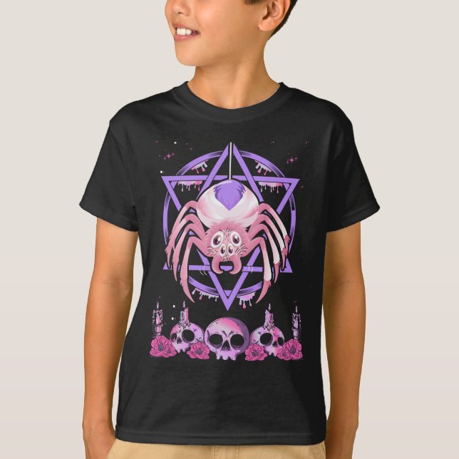 Camiseta Cute Spider Satan Moon Pastel Gótico Kawaii (Anverso)