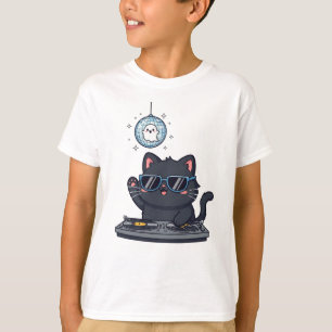 Camiseta Cute Spooky Black Cat y DJ Meowgic