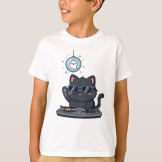 Camiseta Cute Spooky Black Cat y DJ Meowgic