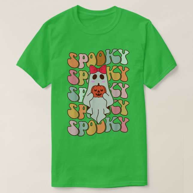 Camiseta Cute Spooky Ghost Halloween Girl, Funny Autumn Fal (Diseño del anverso)