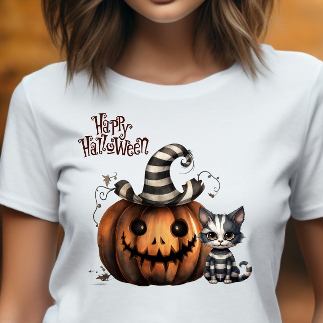 Camiseta Cute Spooky Striw Halloween Kitten (Subido por el creador)