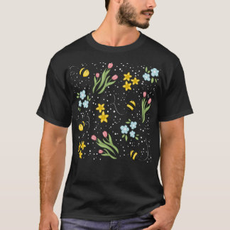 Camiseta Cute Spring Bee Tulips y Daffodils Flor Patrulla