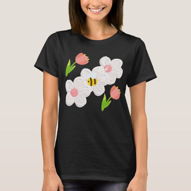 Camiseta Cute Spring Floral Bee T-Shirt (Anverso)