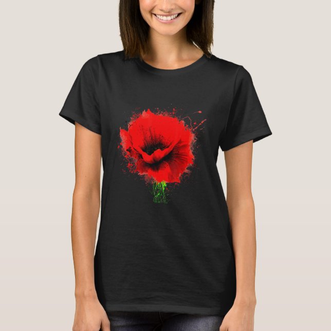 Camiseta Cute Spring Poppy Memorial Day May Spring Flowers (Anverso)