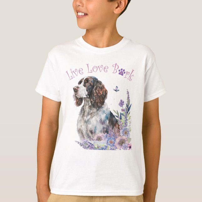 Camiseta Cute Springer Spaniel Dog Floral (Anverso)