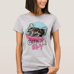 Camiseta "CUTE SPY" Gracioso Gatito
