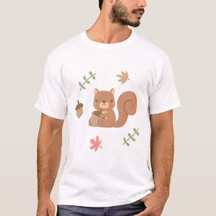 Camiseta Cute Squirrel Acorn Otums Leaves Pattern