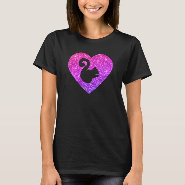 Camiseta Cute Squirrel Heart  For Girls and Women (Anverso)