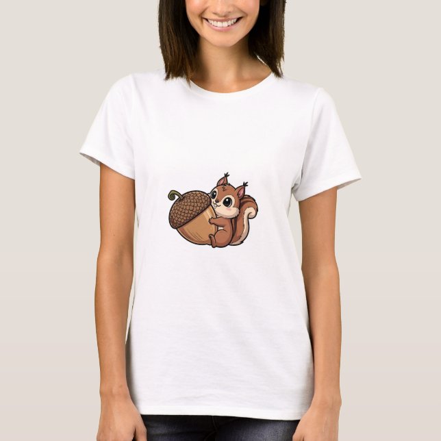 Camiseta Cute Squirrel Hugging Giant Acorn (Anverso)