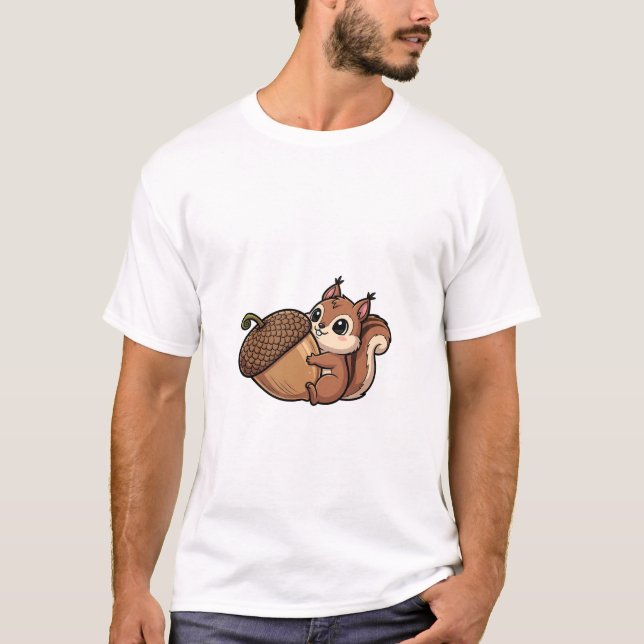 Camiseta Cute Squirrel Hugging Giant Acorn (Anverso)
