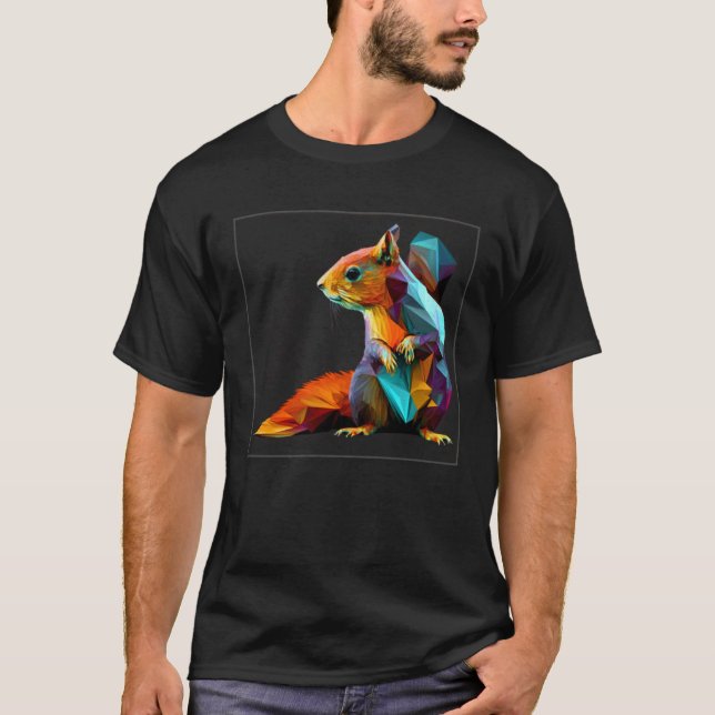 Camiseta Cute Squirrel Illustration Colorful Polygonal Pop  (Anverso)