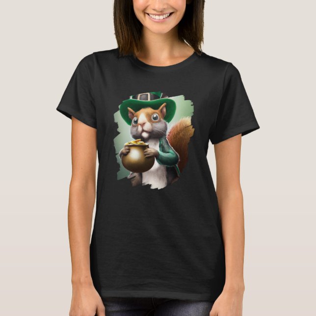 Camiseta Cute Squirrel Leprechaun St Patricks Day Squirrel  (Anverso)