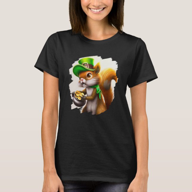 Camiseta Cute Squirrel Leprechaun St Patricks Day Squirrel  (Anverso)