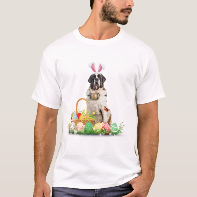 Camiseta Cute St Bernard Easter Day Bunny Eggys Easter Cost (Anverso)