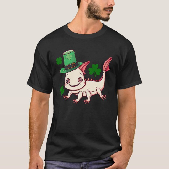 Camiseta Cute St Patrick s Day baby Axolotl Lucky green c (Anverso)