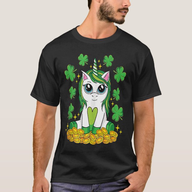 Camiseta Cute St Patrick's Day Irish Unicorn Lepr (Anverso)