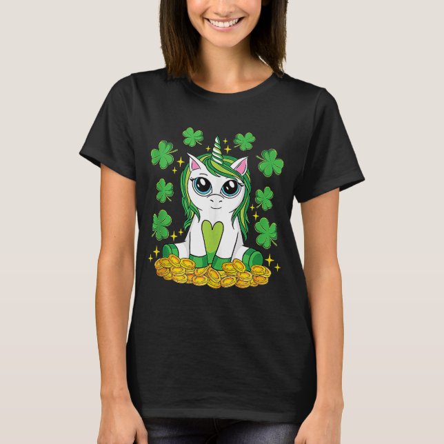 Camiseta Cute St Patrick's Day Irish Unicorn Lepr (Anverso)