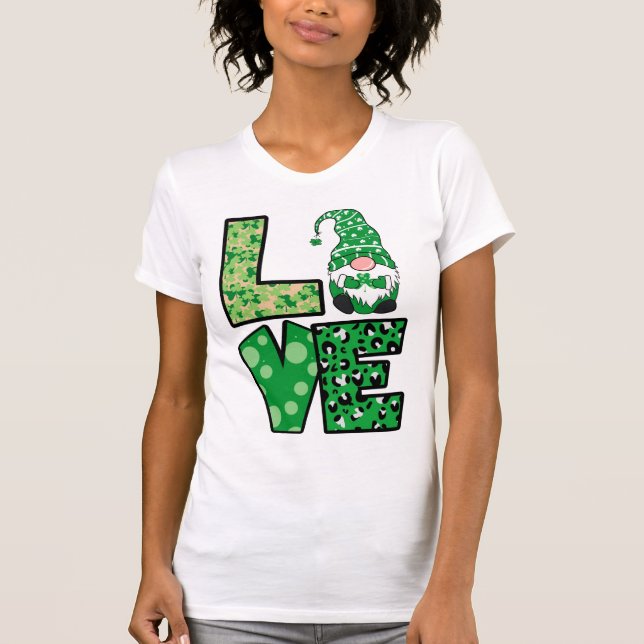 Camiseta Cute St. Patrick's Day Love Gnome T-Shirt (Anverso)