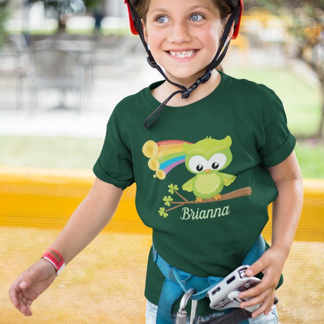 Camiseta Cute St. Patricks Day Owl Chica irlandés de cumple (Subido por el creador)