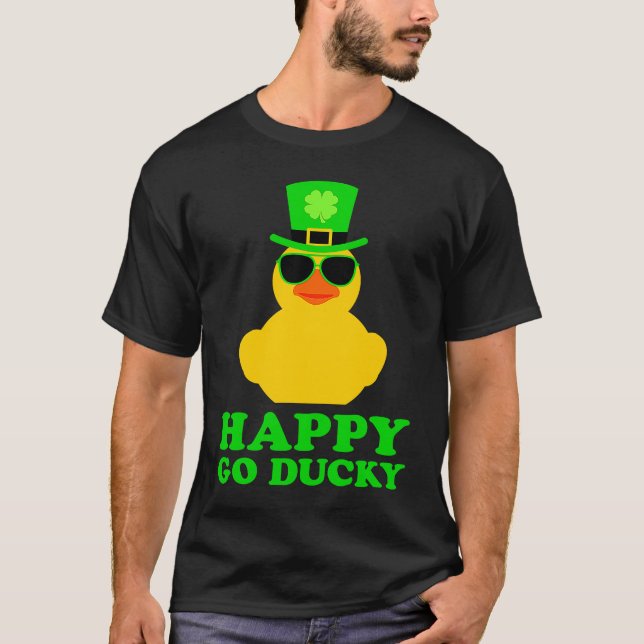 Camiseta Cute St Patrick's Day Rubber Duck Sunglasses Hat F (Anverso)